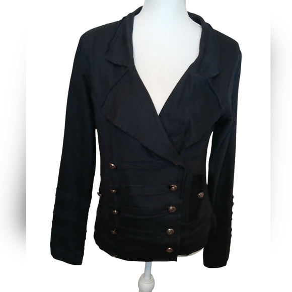 Six Twenty Seven jacket military style womens size large Black 100% cotton - Picture 1 of 7